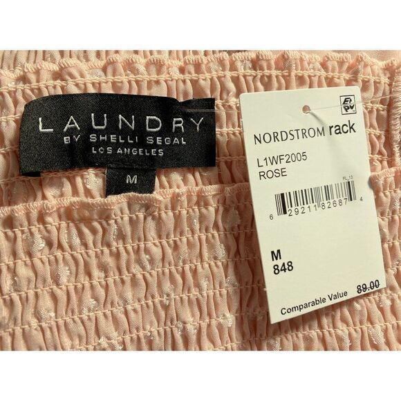 Laundry by Shelli Segal Square Neck Smocked Long Sleeve Top Blouse Rose Sz M NEW - Picture 5 of 6